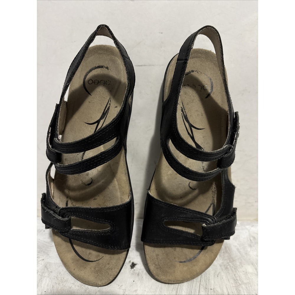 Abeo Crescent W624 Women Sandal Black Leather 8.5 Comfort Strappy Wedge